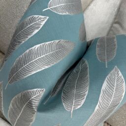 Decorative Feather Blue Silver Cushion Cover, Pillow Throw Cover , Handmade Cushion For Sofa Or Bed - Modern Home Decor - thumbnail 2