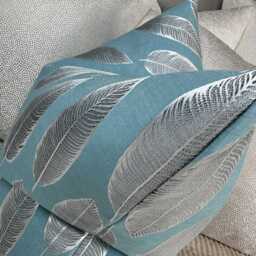 Decorative Feather Blue Silver Cushion Cover, Pillow Throw Cover , Handmade Cushion For Sofa Or Bed - Modern Home Decor - thumbnail 4