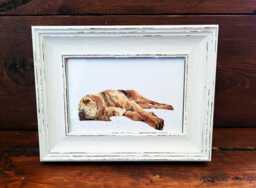 Bloodhound Print 17x12cm - White Rustic Frame - Droopy Dog Wall Art, Gift For Owners - thumbnail 1