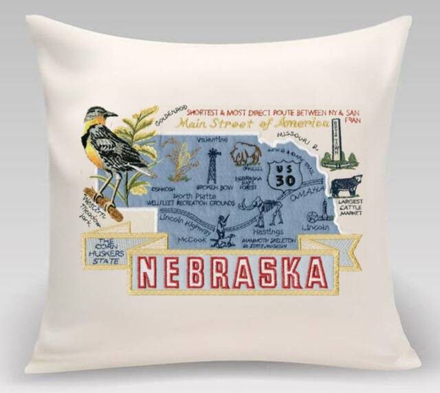 Nebraska State Pillow With Feather Insert - image 1