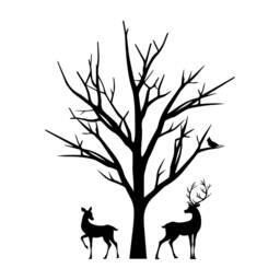 Reindeer Tree Christmas Window Sticker - Xmas Decal Decorations Home Shop Display Stickers - thumbnail 2