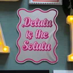 Delulu Is The Solulu Mirror, Printed Mirrors, Vinyl Decal Wavy Edge Funky Mirror Wall Art, Dopamine Design Art - thumbnail 3