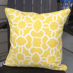 Yellow Lattice Outdoor Pillow Cover - Sunny Patio Decor - 20x20 Inch - thumbnail 2