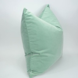 Seafoam Cotton Velvet Pillow Cover, Luxe Heavy Weight Cushion - thumbnail 2