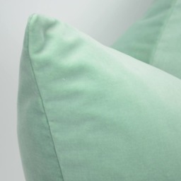 Seafoam Cotton Velvet Pillow Cover, Luxe Heavy Weight Cushion - thumbnail 3
