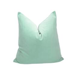 Seafoam Cotton Velvet Pillow Cover, Luxe Heavy Weight Cushion - thumbnail 1