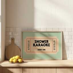 Shower Karaoke Print - Retro Wall Art Ticket Bathroom En-Suite Decor - thumbnail 2