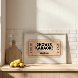 Shower Karaoke Print - Retro Wall Art Ticket Bathroom En-Suite Decor - thumbnail 3