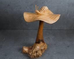 Wooden Snail On Mushroom Sculpture Rustic Driftwood Art 13 - thumbnail 1