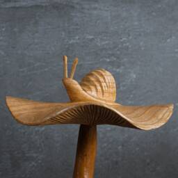 Wooden Snail On Mushroom Sculpture Rustic Driftwood Art 13 - thumbnail 4