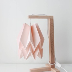 Paper Lampshade - Table Lamp Plain Pastel Pink With Wooden Structure - thumbnail 3