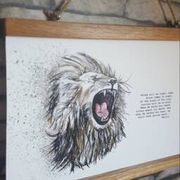 Handmade Oak Magnetic Poster Hanger Jute String Art Display - thumbnail 2