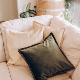 Taupe Brown Velvet Couch Cushion With Flange Edging - thumbnail 2