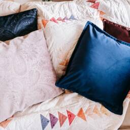 Taupe Brown Velvet Couch Cushion With Flange Edging - thumbnail 3