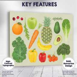 Healthy Fruit & Vegetable Watercolour Collection Canvas Wall Art Print Decor Picture Ready To Hang - thumbnail 1