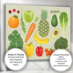 Healthy Fruit & Vegetable Watercolour Collection Canvas Wall Art Print Decor Picture Ready To Hang - thumbnail 3