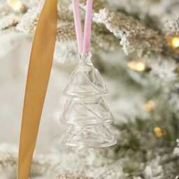 Pink Waves Glass Tree Ornament, Handblown Charm, Handmade Christmas Decor