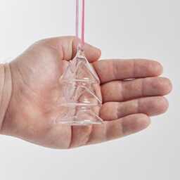 Pink Waves Glass Tree Ornament, Handblown Charm, Handmade Christmas Decor - thumbnail 3