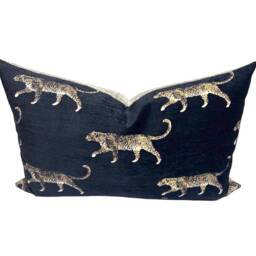 Handmade Leopard Velvet Lumbar Pillow Cover Porter & Stone Designer Fabric - thumbnail 2