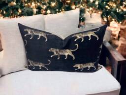 Handmade Leopard Velvet Lumbar Pillow Cover Porter & Stone Designer Fabric