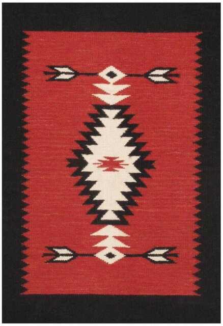 Custom Southwest Wool Rug Handwoven Kilim, Red Tribal Design - image 1