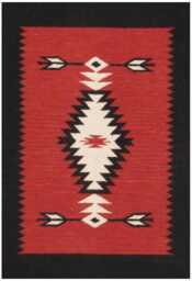 Custom Southwest Wool Rug Handwoven Kilim, Red Tribal Design - thumbnail 1