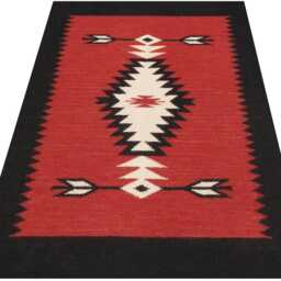 Custom Southwest Wool Rug Handwoven Kilim, Red Tribal Design - thumbnail 4