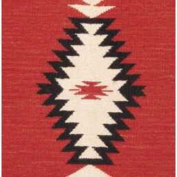 Custom Southwest Wool Rug Handwoven Kilim, Red Tribal Design - thumbnail 2