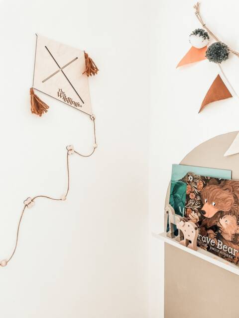 Kite Personalised Name Wall Art Wooden Nursery Playroom Girl's Boy's Room - Boho Scandinavian Style - image 1
