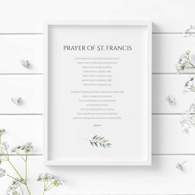 Prayer Of St Francis Assisi Print - Make Me An Instrument Your Peace Inspirational Wall Art Mindful Home Decor Unframed - image 1
