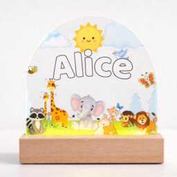 Personalised Kids Night Light - Cute Animal With Name Custom Bedroom Led Lamp Unique Nursery Decor - thumbnail 4