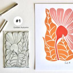 Mix & Match Art Prints Any 2 Linocut Art Prints For Gbp 10/Modern Floral Wall Bundle Birth Flowers, Daffodil, Snowdrops, Abstract A5 - thumbnail 2