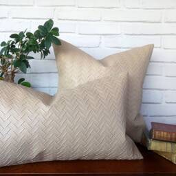 Beige Wicker Mesh Faux Leather Pillow Cover - Scandinavian Modern, 12x20'' - thumbnail 2