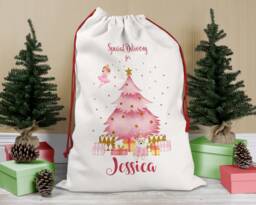 Personalised Christmas Sack Ballerina Pink, Santa Sack, Girl's Eve Stocking, Present Bag, Father Christmas, Bag - thumbnail 1