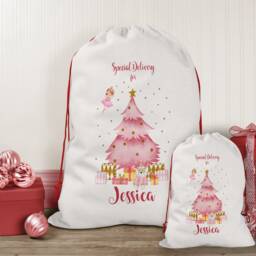 Personalised Christmas Sack Ballerina Pink, Santa Sack, Girl's Eve Stocking, Present Bag, Father Christmas, Bag - thumbnail 3