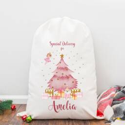 Personalised Christmas Sack Ballerina Pink, Santa Sack, Girl's Eve Stocking, Present Bag, Father Christmas, Bag - thumbnail 2
