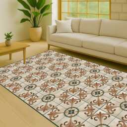 Moroccan Vinyl Kitchen Mat Tile Pattern, Easy Clean - thumbnail 4