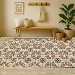 Moroccan Vinyl Kitchen Mat Tile Pattern, Easy Clean - thumbnail 3