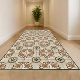 Moroccan Vinyl Kitchen Mat Tile Pattern, Easy Clean - thumbnail 2