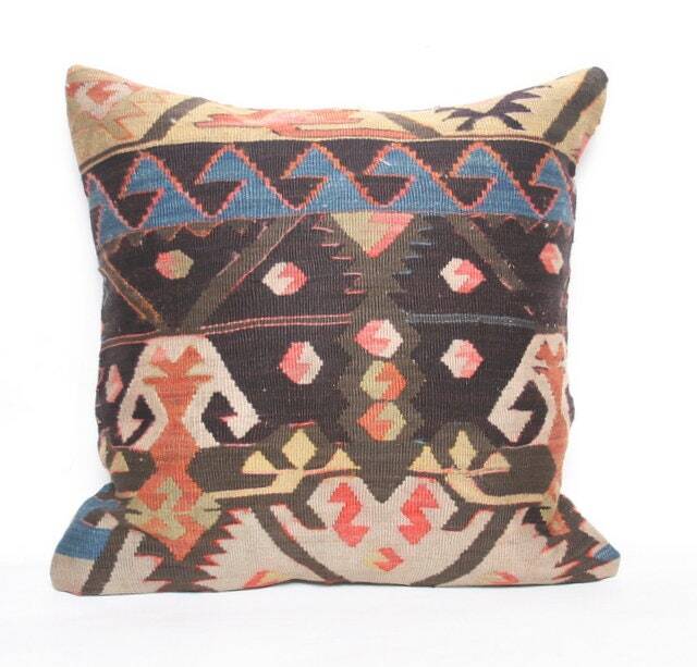 Kilim Pillow, Wool Kilim Pillow , 20x20 - image 1