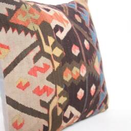 Kilim Pillow, Wool Kilim Pillow , 20x20 - thumbnail 2