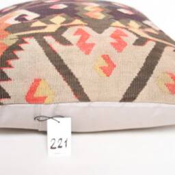 Kilim Pillow, Wool Kilim Pillow , 20x20 - thumbnail 3