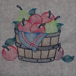 Apple Pumpkin Wall Hanging, Embroidered On Window Screen, Fruit Basket, Pears, Picture Frame, Sunflowers, Rustic Barn Wall Art Decor, Gift - thumbnail 3