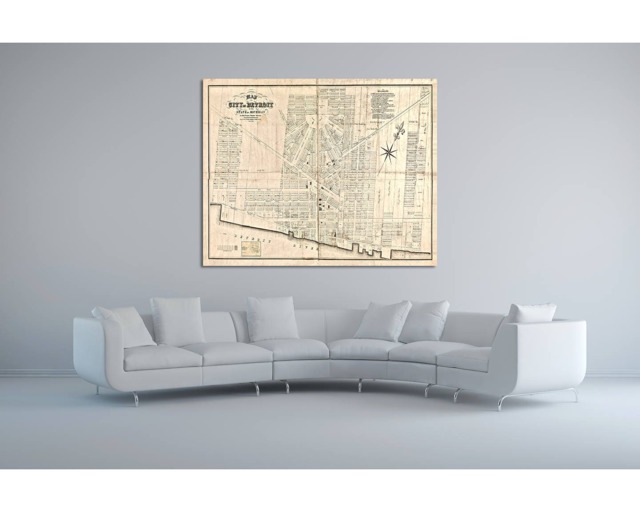 Antique Detroit Map Print Vintage Michigan City Plan - image 1