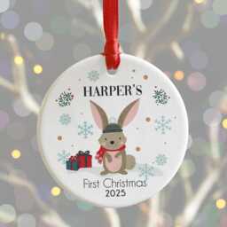 Personalised Baby's First Christmas Bauble Woodland Rabbit Xmas Decoration - thumbnail 3