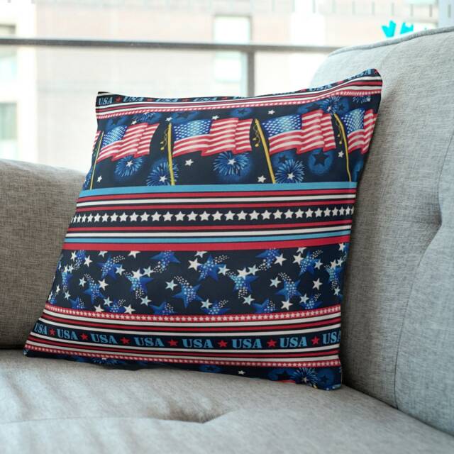 American Usa Flag Fabric Patriotic Design Style Cushion Cover Throw Pillow. 18 - image 1
