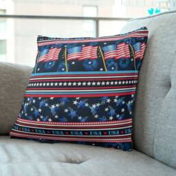 American Usa Flag Fabric Patriotic Design Style Cushion Cover Throw Pillow. 18 - thumbnail 1