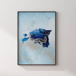 Estonia Map Shades Of Blue & Silver Wall Art Print - thumbnail 3