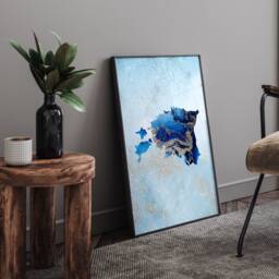 Estonia Map Shades Of Blue & Silver Wall Art Print - thumbnail 1