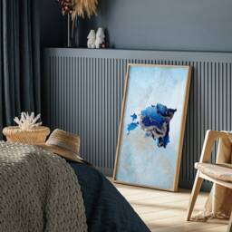 Estonia Map Shades Of Blue & Silver Wall Art Print - thumbnail 2